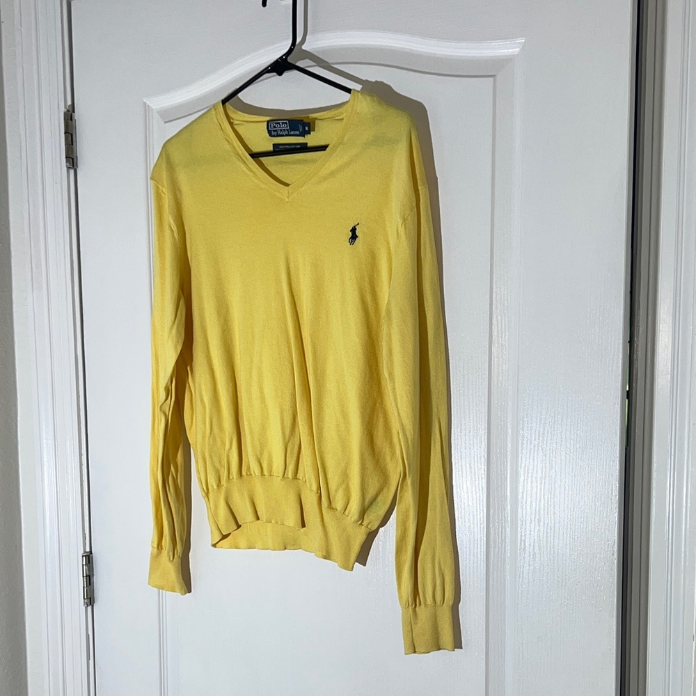 Polo by Ralph Lauren Yellow V-Neck Sweater with Pony Logo